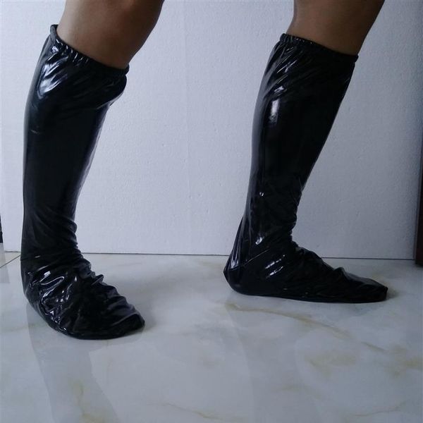 Nouveau Lycra spandex brillant métallique aspect humide en cuir PU PVC Costumes Cosplay fête Halloween couvre-pied manchon Socks219S