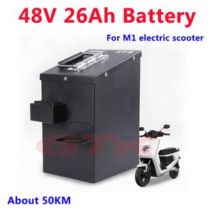 Nouvelle batterie de scooter M1 M2 48V 26Ah batterie lithium-ion haute puissance intégrée bluetooth BMS peut surveiller sur APP + chargeur 5A
