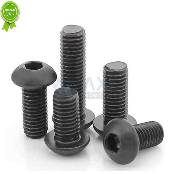 Nuevos tornillos de acero de aleación M2 M2.5 M3 M4 M5 M6 M8 M10 grado 10,9, cabeza hexagonal, tapa de cabeza redonda, tornillo negro, perno de sujeción para muebles