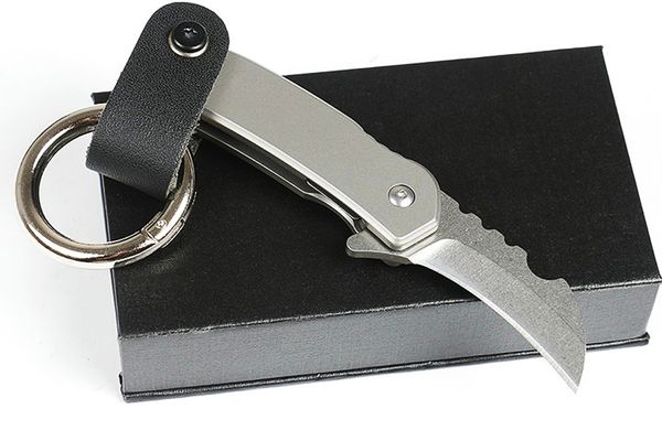Nuevo M2327 pequeño Karambit garra Flipper cuchillo plegable D2 hoja de lavado de piedra TC4 mango de aleación de titanio EDC cuchillos de bolsillo con herramienta de reparación