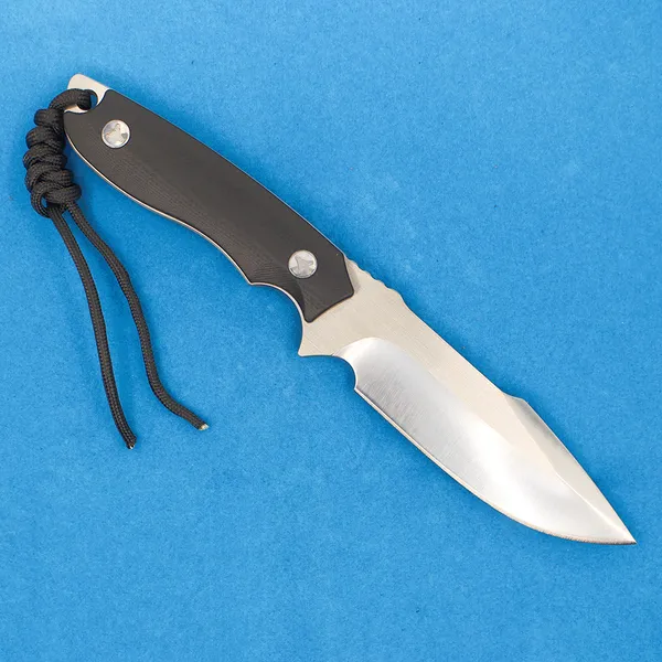 Nouveau M2372 Couteau de chasse extérieur droit 5Cr13Mov Satin Drop Point Lame Noir G10 Poignée pleine soie Couteaux à lame fixe avec Kydex et sifflet de survie