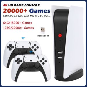 Console de jeux vidéo M5 sans fil, contrôleur 4K HD, 20000 jeux rétro, 128 go, pour PS1 GBA FC DM SFC, nouvelle collection