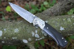 Nieuwe M5513 Hoge kwaliteit Damascus zakmes VG10 Damascus stalen mes Drop Point Blade Ebbenhout met gravure stalen kop Handvat EDC-zakmessen EDC-gereedschappen