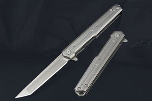 Nouveau M7718 Flipper couteau pliant 3Cr13Mov lame de revêtement en titane poignée en acier inoxydable Camping en plein air randonnée pêche EDC couteaux de poche