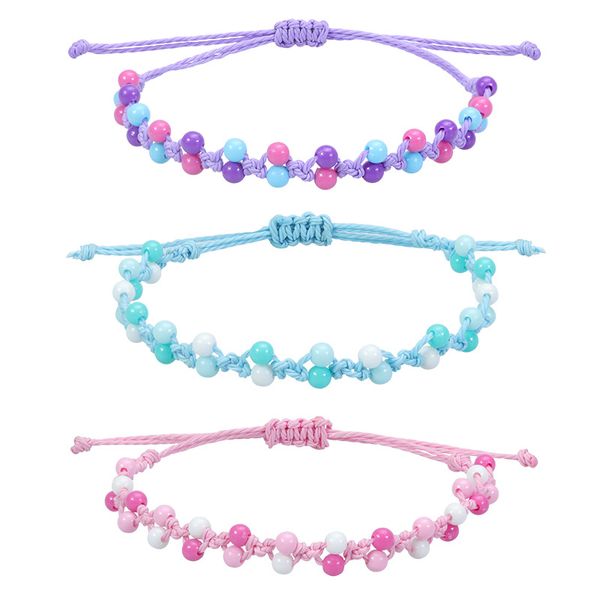 Nueva pulsera tejida con cuentas de color macaron, pulsera con cuentas de princesa, pulsera para fiesta, amistad, estudiante, niños, venta al por mayor