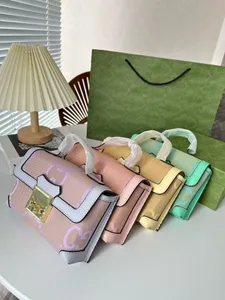 Nieuwe Macaron kleur bijpassende handtas Klassieke Luxe Ketting Mode Geruite Bloem Merk Portemonnee Vintage Dames Bruine Lederen Handtas designer schoudertas