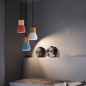 Nouveau Macaron couleurs intérieur ciment pendentif lumières pour Restaurant cuisine maison plafonnier Vintage suspendu luminaires 0209