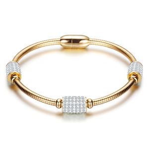 Bracelet manchette à boucle magnétique pour femmes, 3 couleurs, chaîne en os de serpent, strass, à la mode, perlé, Style bohème, bijoux pour femmes, nouvelle collection