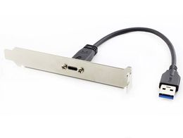 Nieuw mainboard USB 3.0 mannelijke poort naar type-C vrouwelijke poort kabel moederbordpaneel met PCI-beugelverlengsnoer