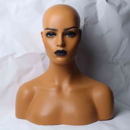 Nieuwe make-up zwarte lip glasvezel Afrikaanse Amerikaanse vrouwelijke zwarte mannequin hoofd buste voor lace pruiken display
