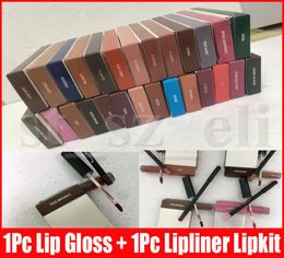 Nieuwe Make-up Editie Lip Kit Matte Vloeibare Lipstick Lip Liner Potlood Lipgloss Kit 1set1pc lipgloss1pc lipliner3424615