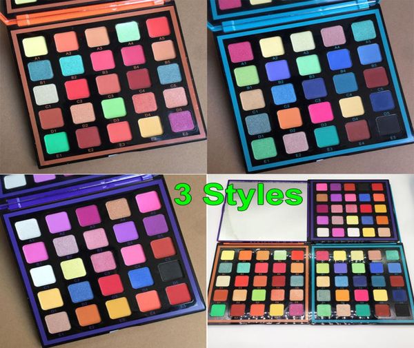 Nouvelle palette de fards à paupières de maquillage 25 couleurs scintiller scintiller la palette d'ombre à paupières mate violet bleu orange 3 styles de Noël cadeau9476932