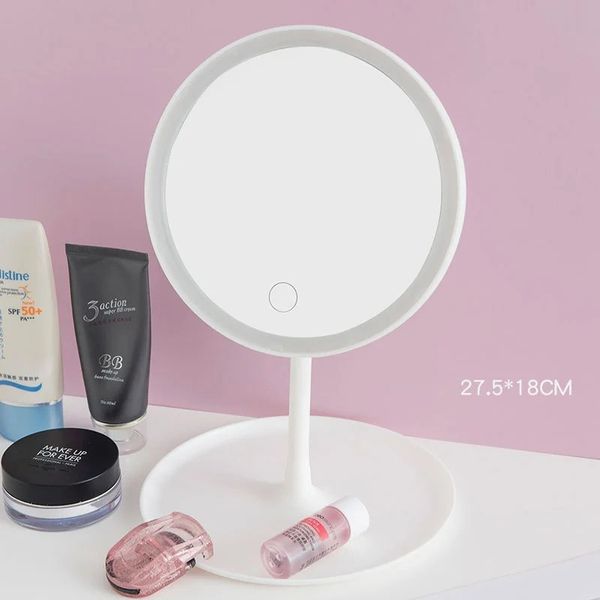 Nuevo espejo de maquillaje con led blanco claro espejo de tocador de tocador desembolsable/base de almacenamiento 3 modos espejo con cable USB de regalo ligero para LED