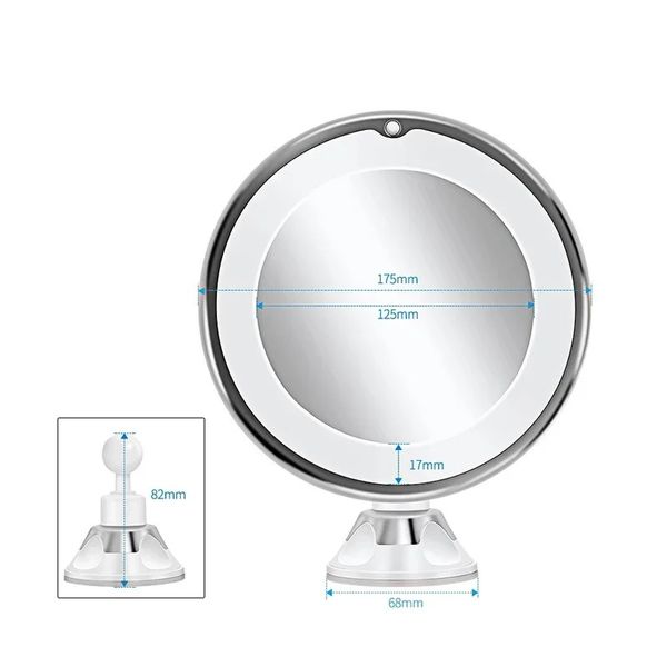 Nouveau miroir de maquillage avec écran tactile d'écran tactile 10x miroir de miroir LED de maquillage miroir flexible aspirant vanité miroir pour salle de bain - pour