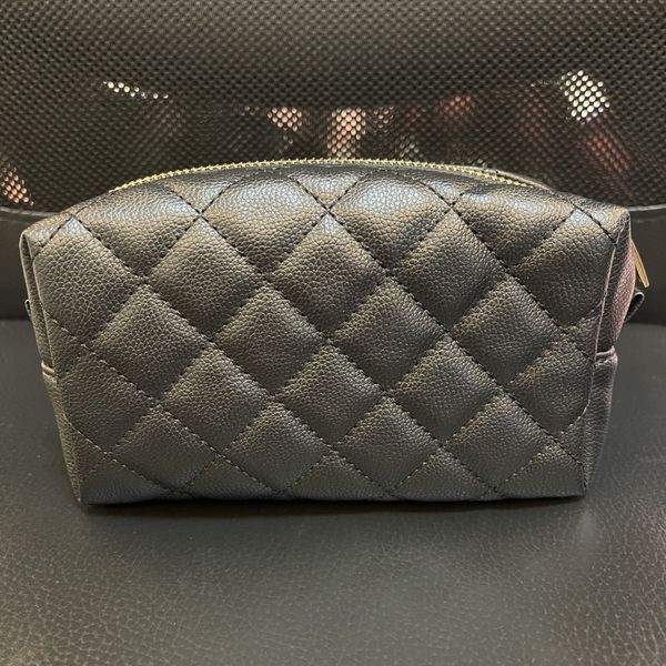 NOUVEAU sac fourre-tout de stockage de maquillage insert diamant doux étui cosmétique noir matelassé classique