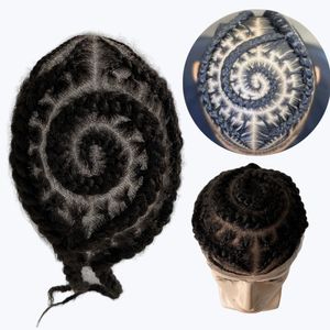 NOUVEAU! Systèmes de cheveux humains vierges malaisiens numéro 6 tresses de maïs toupet 8x10 unités de dentelle complète pour hommes noirs