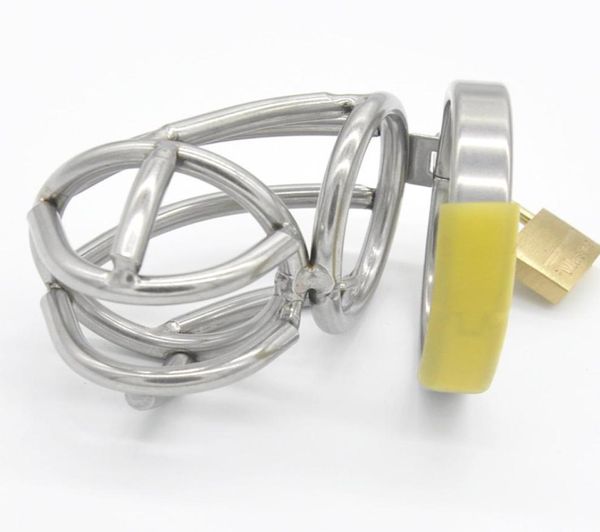 Nuevo dispositivo de jaula anular masculina, cinturón con anillo de presión de boca abierta, Kit de acero inoxidable de tamaño pequeño, juguetes SM Bondage, Locks9503239