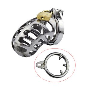 Nouveau dispositif de chasteté masculine grande Cage à bite ceinture de chasteté en acier inoxydable avec anneau de pénis anti-arrêt jouets sexuels pour adultes pour hommes