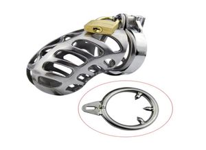 Nouveau dispositif masculin longue Cage à bite ceinture en acier inoxydable avec 4 tailles d'anneau de pénis jouets sexuels pour men5335747