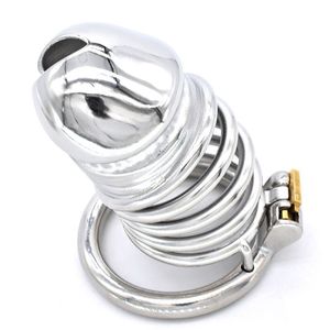 Dispositif de chasteté masculine Cage à bite en acier inoxydable anneaux de pénis ceinture de verrouillage de virginité fétiche BDSM jouets sexuels pour adultes pour homme 55