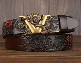 Nouvelle ceinture de dragon de Chine mâle Cowskin Geuthine Cuir Belt for Men Scoup Dragon Match Automatic Backle Belt Brand For Jeans 201111503187