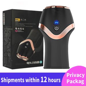 Nouveau mâle masturbateur vibrateur poussée automatique gland pénis formation érotique adulte jouets vibrateurs sexy pour hommes