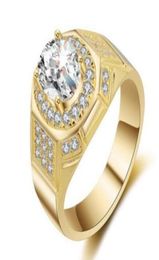 Nouvel homme plaqué or 18 carats bague de qualité supérieure cristal classique anneaux de mariage cubiques pour femmes 2ct bague en zircone blanche Dropshippin2223321