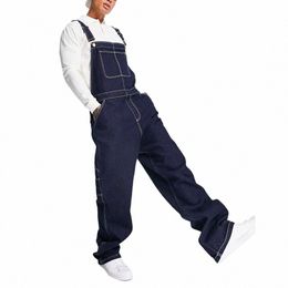 Nouveau homme bandoulière jean multi poche déchiré combinaison streetwear grande taille lg jean pour hommes vêtements 73IR #