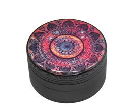 Nouvelle série Mandala Metal Aluminium Fumer Herb Grinder 50 mm 4 pièces dents de diamant tranchantes Tobacco-Herbal Grinders Spice Crusher Hand4588866