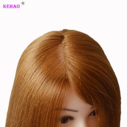 New Maniquin Head High Grade 80% Real Hair Mannequin Head avec épaule Blonde Hair Doll Head for Hairstyles Training et Tripod