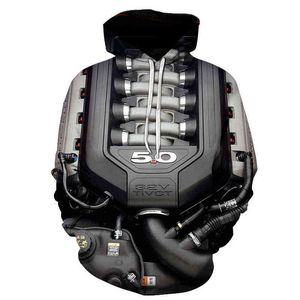 NIEUWE MAOHUA NIEUWE SUPER Sportsauto Hoodie Ford Mustang Liter V8 Engine Power Herhood Hoodies 3D Printing Harajuku Sweatshirt Man L220704