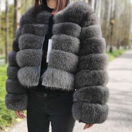 Nouveau Maomaokong 2024 mode naturel réel manteau de fourrure de renard femmes hiver chaud luxe veste de fourrure grande taille vêtements d'extérieur femme gilet manteaux Beige