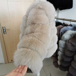 Nieuwe Maomaokong 2024 Mode Natuurlijke Echte Vos Jas Vrouwen Winter Warm Bont Jas Plus Size Uitloper Vrouwelijke Vest Jassen Beige