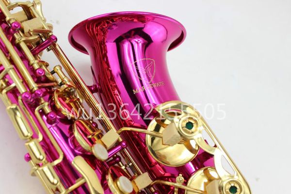 Nuevo saxofón Alto MARGEWATE Eb Tune, superficie roja, llave chapada en oro, saxofón de latón con funda, boquilla, instrumento Musical de marca