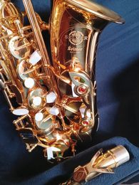 Nieuwe Mark VI Sax altsaxofoon EB Golden e-Flat Musical Instrument Professional met Case