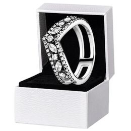 NIEUWE Marquise Double Wishbone Ring Authentieke Sterling Zilver Rose goud Vrouwen Bruiloft Sieraden Voor CZ diamanten Ringen met Originele Doos