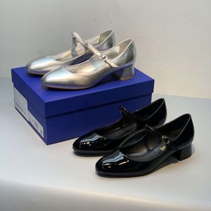 Nieuwe Mary Jane enkele schoenen met dikke hakken rond teen, Britse stijl veelzijdige mode Hoge hakken, eenvoudige en solide kleuren