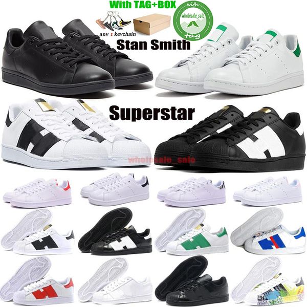 Avec boîte Stan Smith Superstars Hommes Femmes Casual Chaussures Tripler Noir Oreo Laser Plate-forme Dorée Mode Sport Baskets Plat Formateurs 36-44