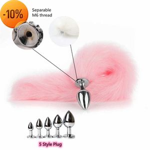 Nieuwe Massage Anale Sexy Speelgoed Scheidbare 40 cm Roze Vosstaart met Roestvrij Butt Plug voor Vrouwen Koppels Cosplay Erotische Flirt Accessoires Sexy Winkel