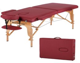 Nouveau Massage Bourgogne PU Table de Massage Portable avec Transport Case03961060