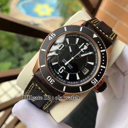 Nieuwe Master Compressor Q2018470 Automatische Herenhorloge Rose Gold Case Black Dial Lederen Band Keramische Bezel Hoge Kwaliteit Gents Sport Horloges