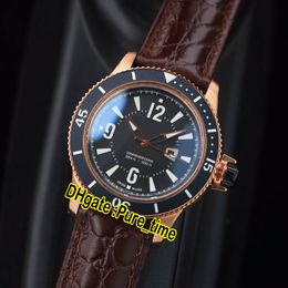 Nieuwe Master Compressor Q2018470 Swiss 585 Quartz Mens Horloge Rose Gold Case Black Dial Sapphire Bruin Lederen Band Horloges Pure_Time 4-stijl