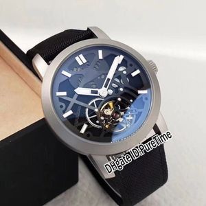 Nieuwe Master Compressor Stalen Kast Zwarte Skeleton Wijzerplaat Automatische Tourbillon Herenhorloge Nylon Lederen Band Goedkope Horloges Puretime E5191z