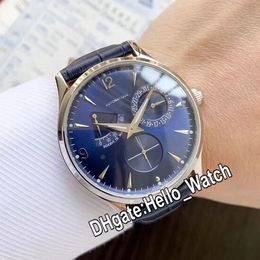 Nieuwe Master Ultra Thin Reserve de Marche 1378480 Power Reserve Automatic Mens Horloge Blauw Dial Steel Case Blue Leather Horloges Hallo_Watch