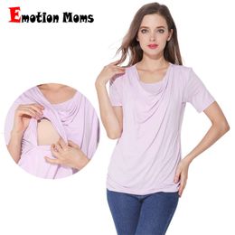 Nouveaux vêtements de maternité femme à manches courtes couches coues couleurs solides couleurs infirmières t-shirts décontractés pour l'allaitement l2405