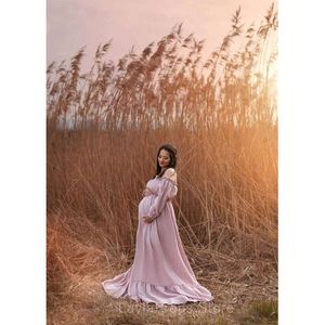 Nieuwe kraamjurken fotoshoot kleding linnen katoenen jurk voor zwangere vrouwen foto fotograferen zwangerschap retro losse fitting jurk