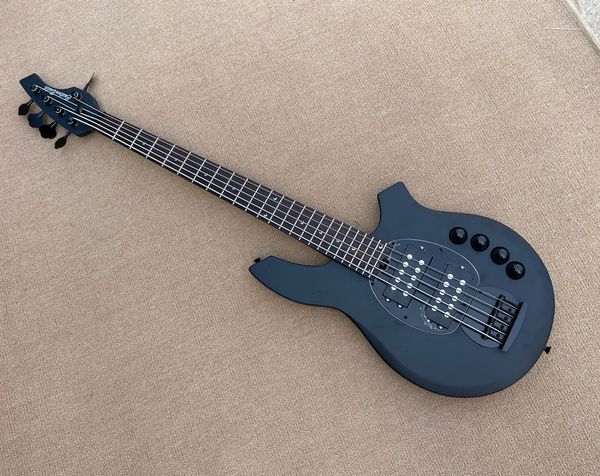 Nouvelle guitare basse électrique 5 cordes noir mat avec micros HH offre logo/couleur personnaliser