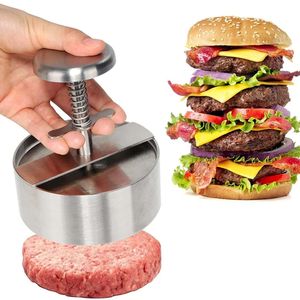 Nieuwe Vlees Gevogelte Gereedschap Hamburger Patty Maker Druk 304 Roestvrij Staal Non-stick Ronde Handmatige Rijst Bal Vorm Dikte Aangepast Keuken rundvlees BBQ Gereedschap