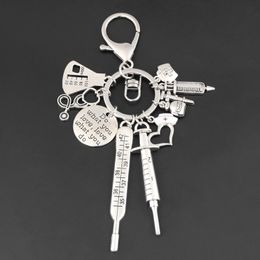 Nieuwe medische gereedschap Keychain Medico sleutelring meten van glazen thermometer naaldbuis sleutelhanger artsen en verpleegkundigen geschenk sieraden