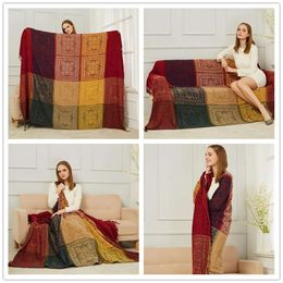 Nouvelle méditerranéen népalais châle couverture de châle de canapé serviette de serviette de serviette de baie fenêtre tapis chenille jacquard